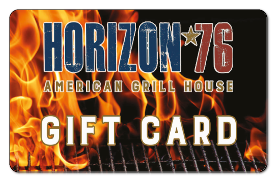 Horizon 76 logo over photo of grill with flames